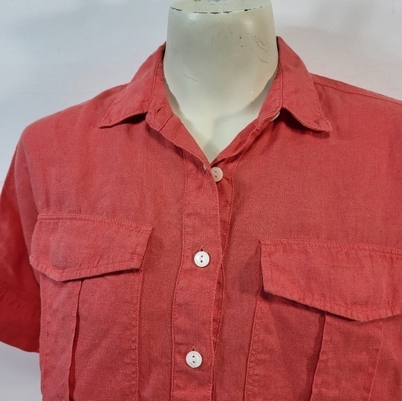 J Crew Red Button Up Blouse - Picture 2 of 6